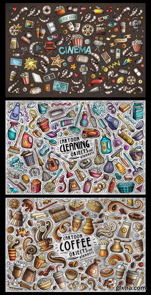 Doodle Funny Colorful Vectors BUNDLE 73xAI