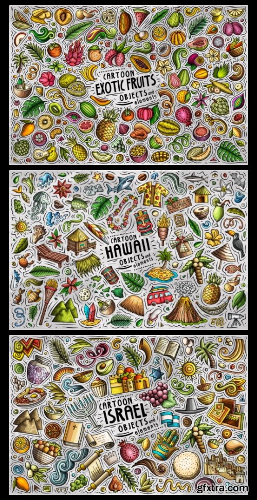 Doodle Funny Colorful Vectors BUNDLE 73xAI