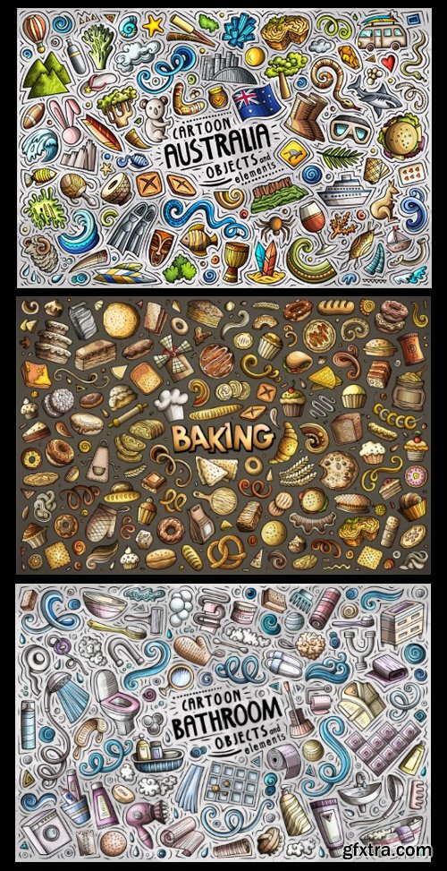 Doodle Funny Colorful Vectors BUNDLE 73xAI