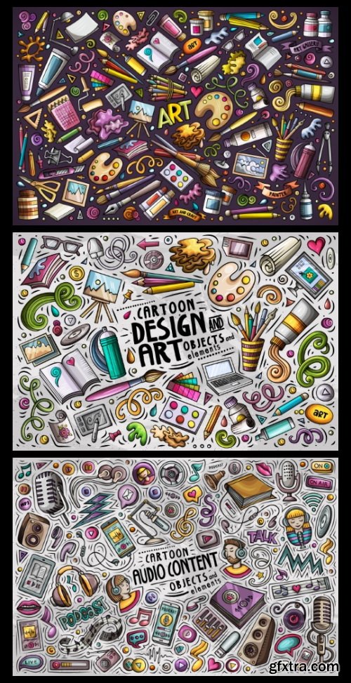 Doodle Funny Colorful Vectors BUNDLE 73xAI