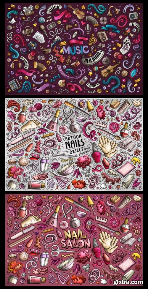 Doodle Funny Colorful Vectors BUNDLE 73xAI