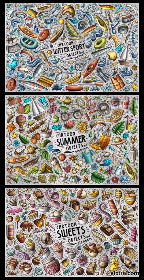 Doodle Funny Colorful Vectors BUNDLE 73xAI