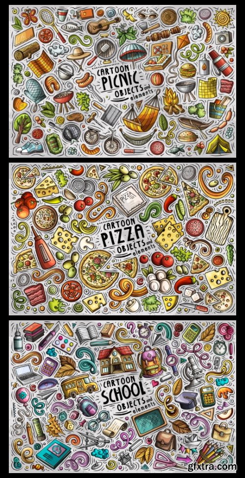 Doodle Funny Colorful Vectors BUNDLE 73xAI