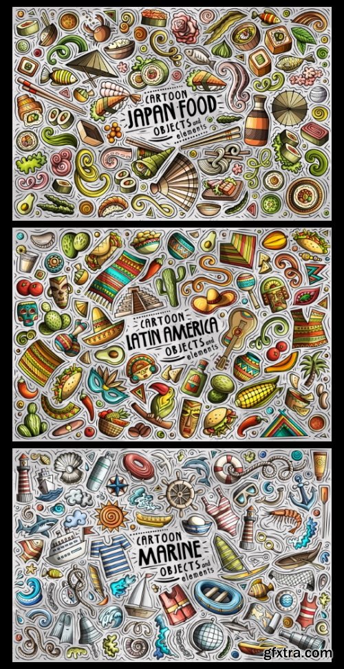 Doodle Funny Colorful Vectors BUNDLE 73xAI