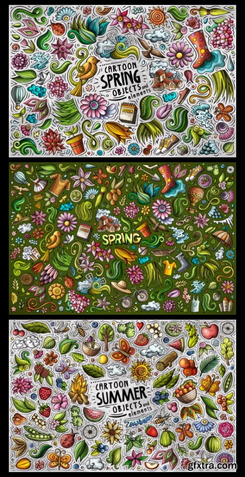 Doodle Funny Colorful Vectors BUNDLE 73xAI