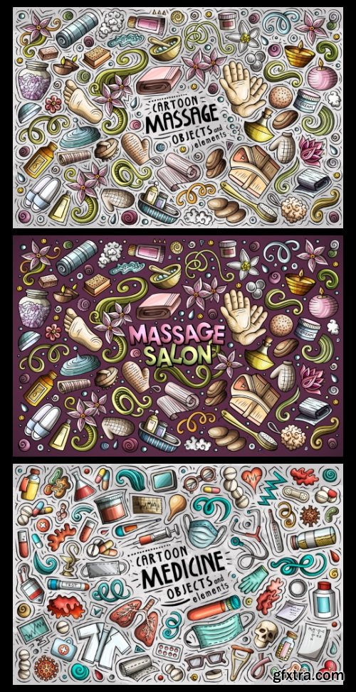 Doodle Funny Colorful Vectors BUNDLE 73xAI