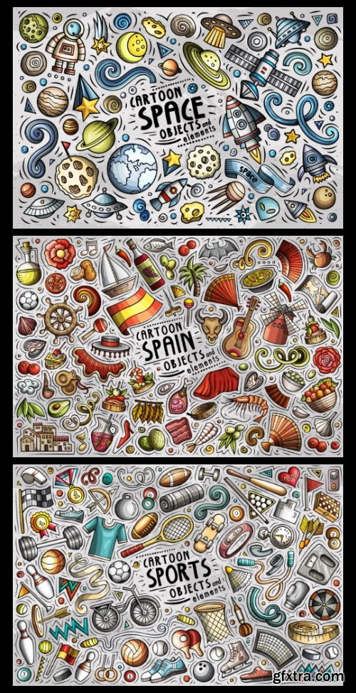 Doodle Funny Colorful Vectors BUNDLE 73xAI