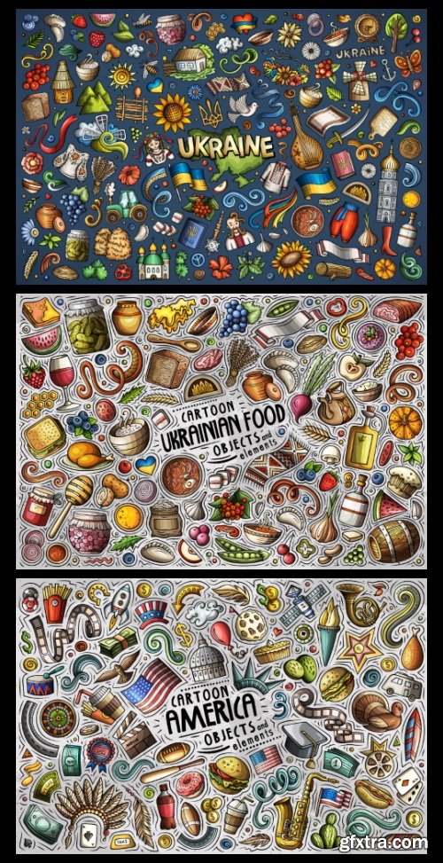 Doodle Funny Colorful Vectors BUNDLE 73xAI