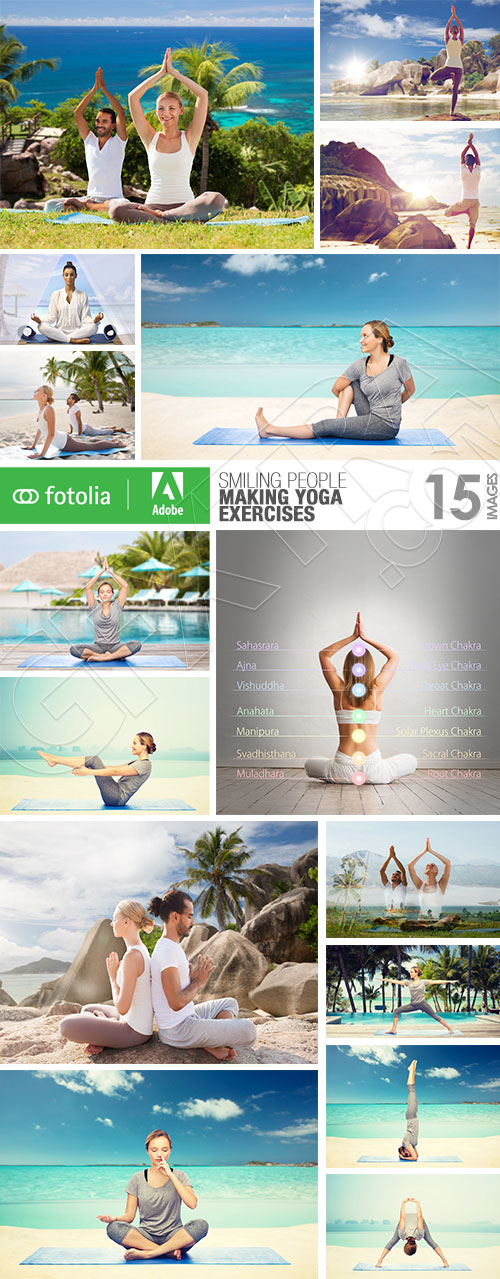 Smiling People Making Yoga Exercises 15xJPG