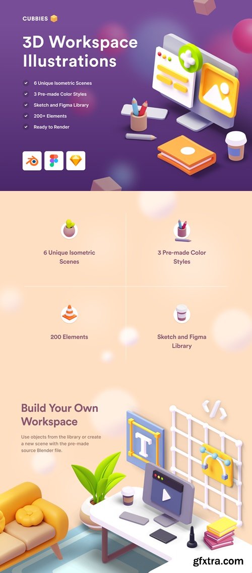 Cubbies: 3D Workspace Illustrations