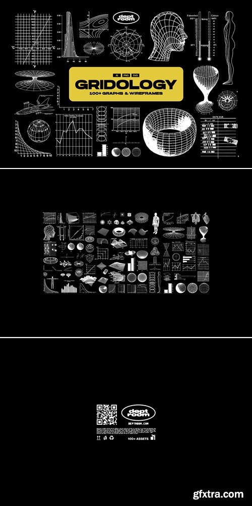 CreativeMarket - GRIDOLOGY | 100+ Graphs & Wireframes 34180488