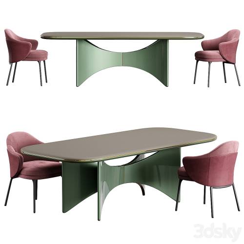 '3dsky Pro - Minotti angie dining Chair Turri Blues Table'