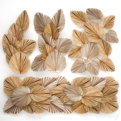 '3dsky Pro - Installation and decoration for walls in eco-style made of dried flowers and dry palm leaf. Set 228.'