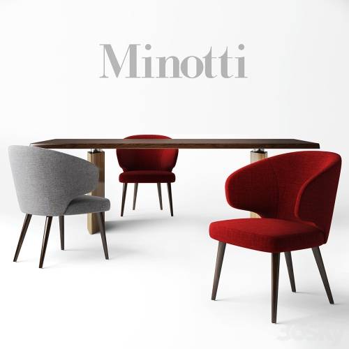 '3dsky Pro - Minotti: chair ASTON, table MORGAN'