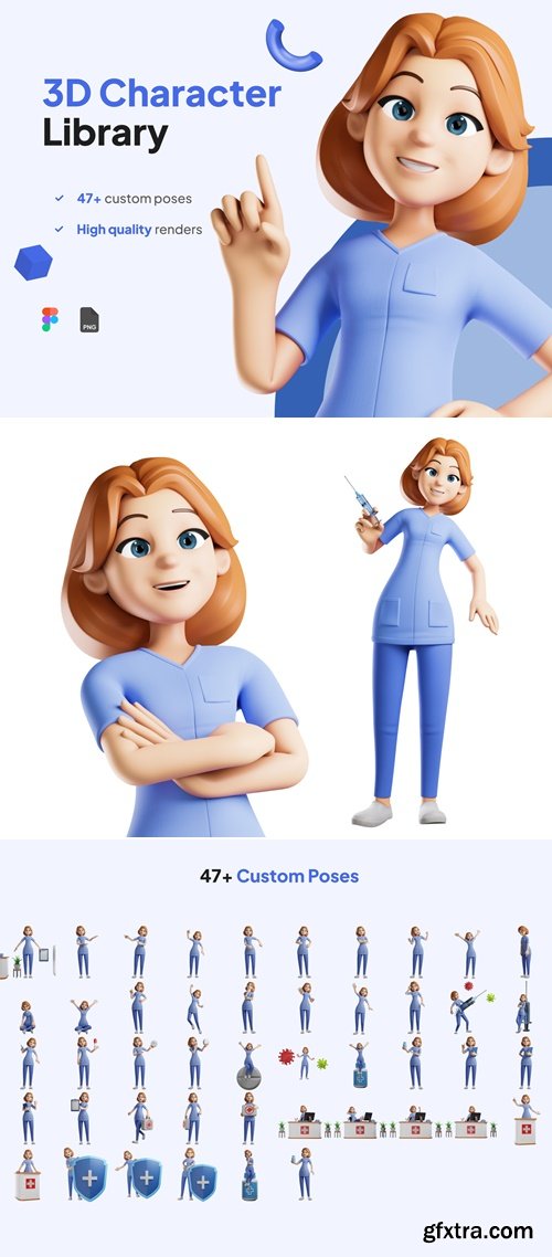 3D Character Nurse Figma UI KIT