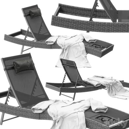 '3dsky Pro - Polyrattan Sonnenliege Delphine grau'