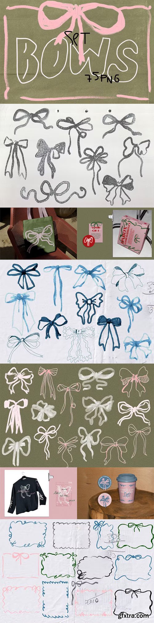75 Hand Drawn BOWS Pack