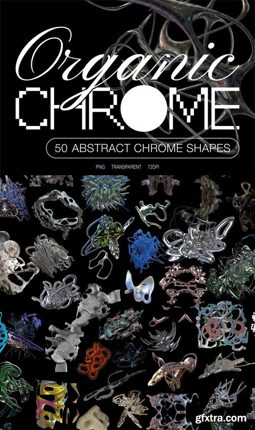 Organic Chrome - 50 Abstract Chrome Shapes - 3D Renders
