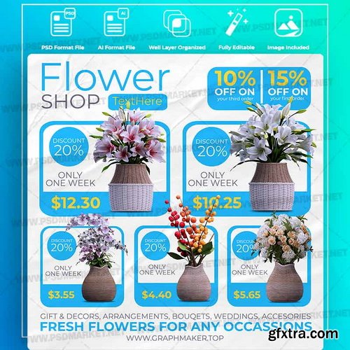 PsdMarket - Flower Store Templates in PSD & Vector