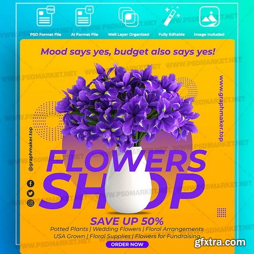 PsdMarket - Flowers Shop Templates in PSD & Vector