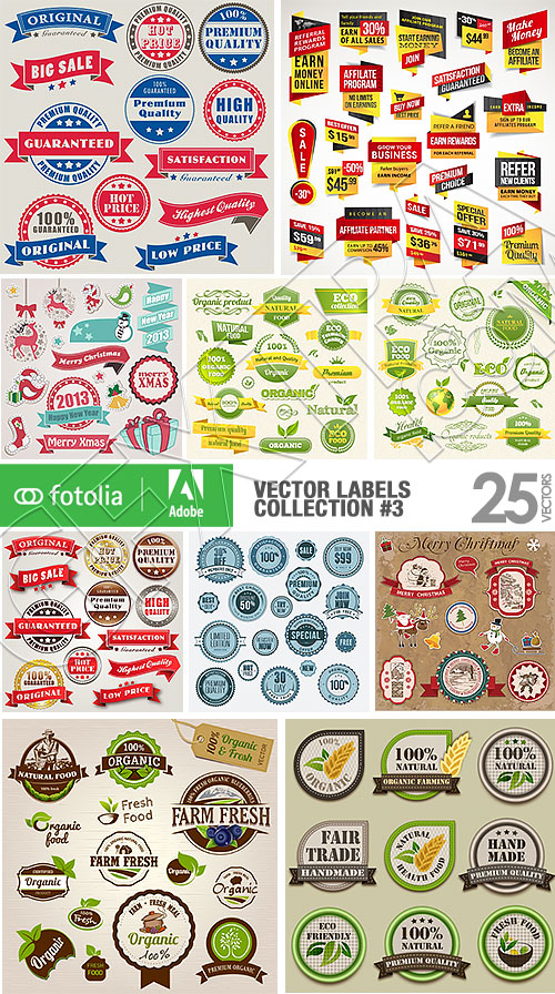Vector Labels Collection #3, 25xEPS