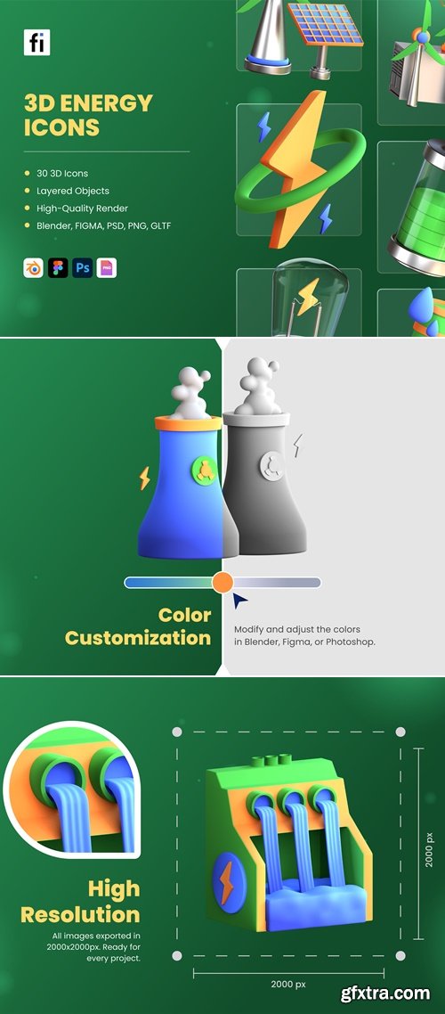 3D Energy and Environment Icons Ui8.net
