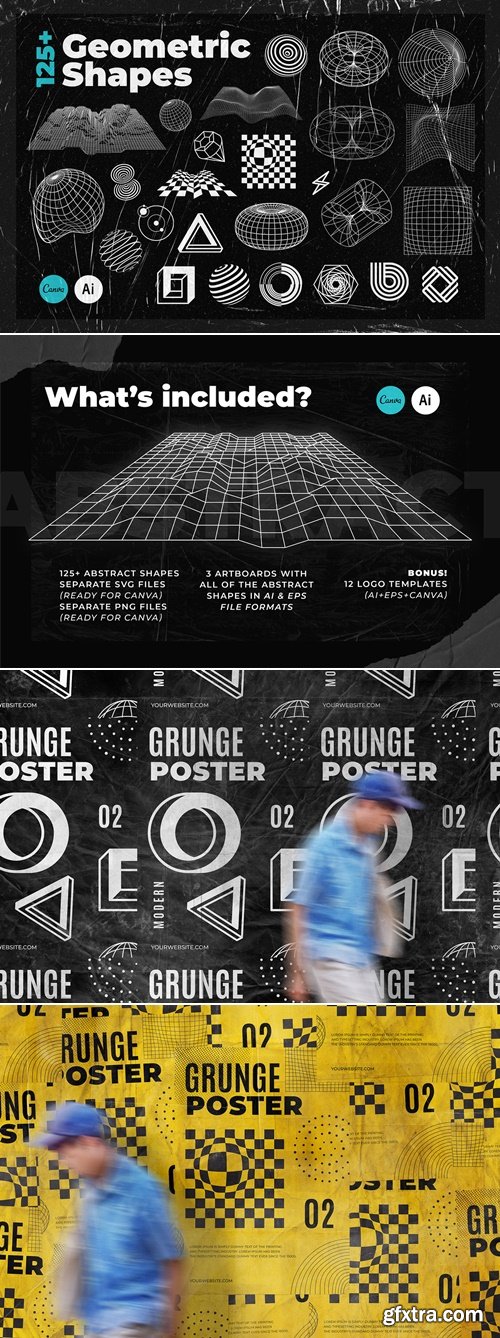 CreativeMarket - 125+ Abstract Futuristic Shapes 5618171