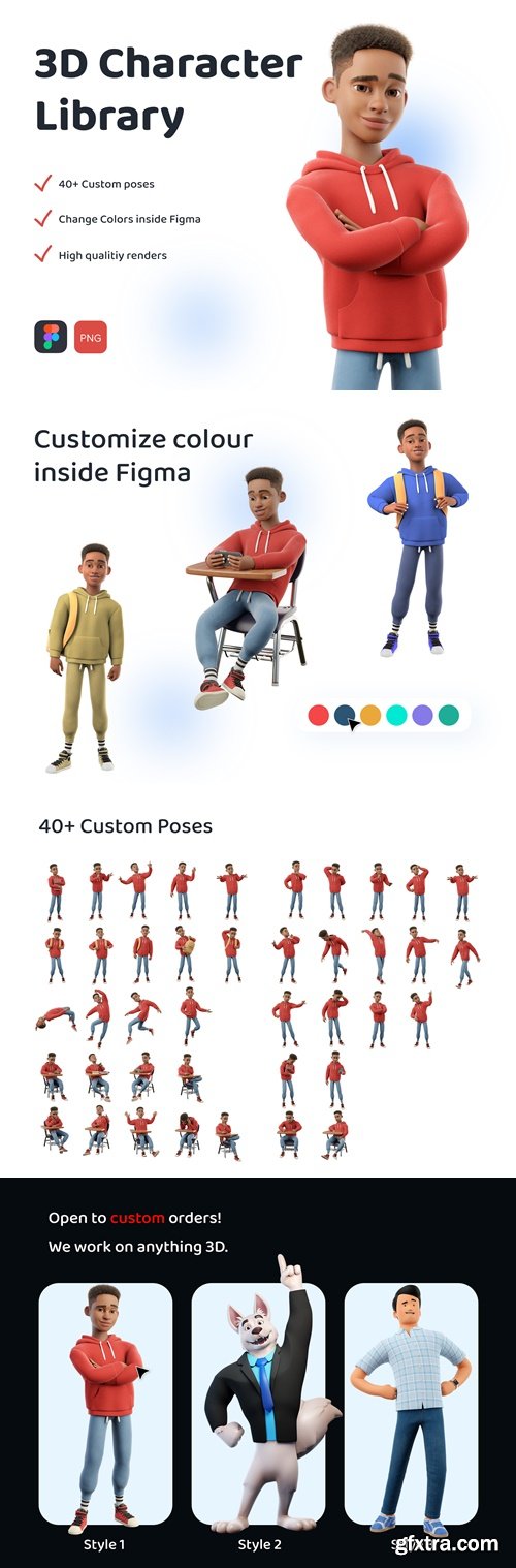 3D Character Mike back to school/university Figma UI KIT