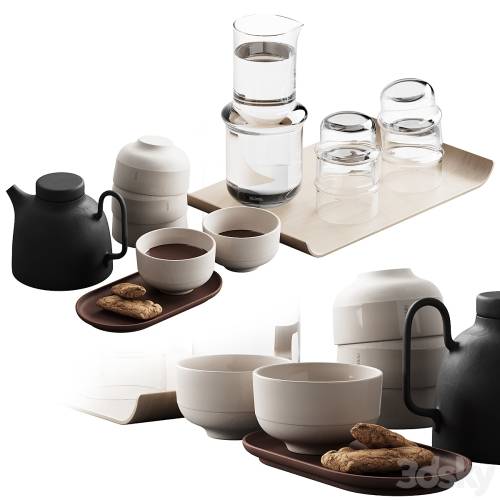 '3dsky Pro - 405 eat and drinks decor set 05 tea with cookies and water'