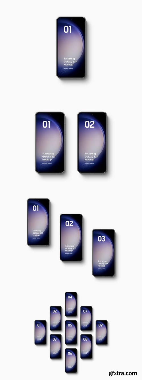 Asylab - Samsung Galaxy S23 - 21 Mockups Scenes