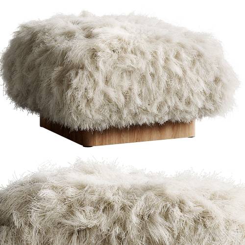'3dsky Pro - Pelosa White Sheepskin Ottoman'