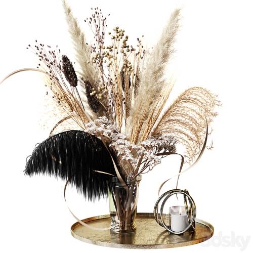 '3dsky Pro - Bouquet of dried flowers with a black feather' '3dsky Pro - Bouquet of dried flowers with a black feather'