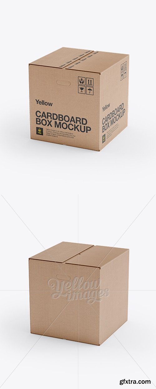YellowImages - Corrugated Fiberboard Box Mock-Up - 25° Angle Front View (High-Angle Shot) 11646