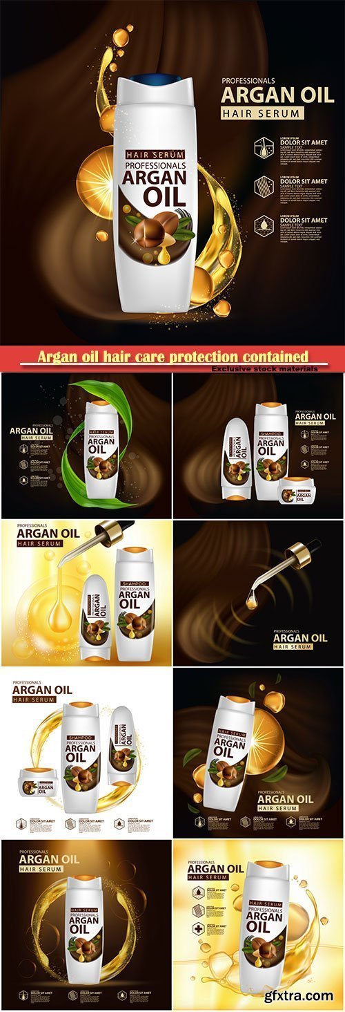 Argan Oil Hair Care Protection Contained in Bottle 9xEPS