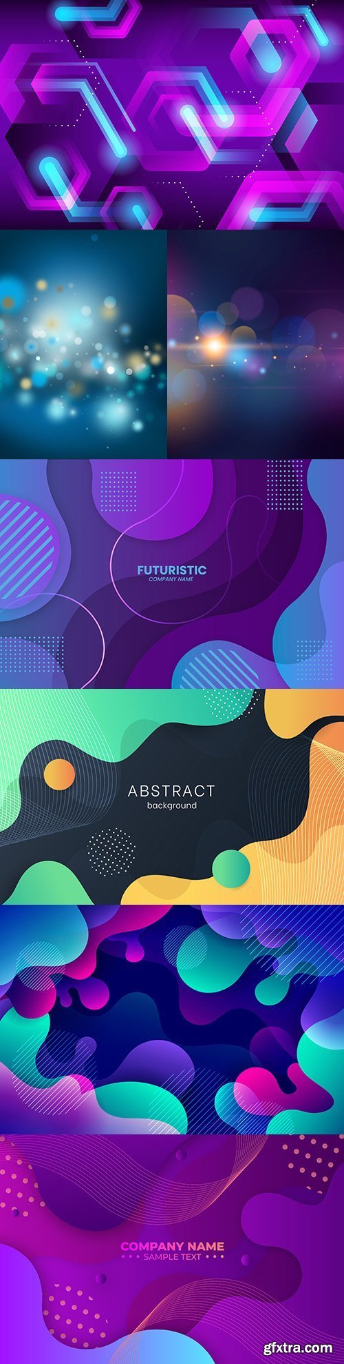 Abstract Gradient Wave Background Colorful Shapes #5, 7xEPS