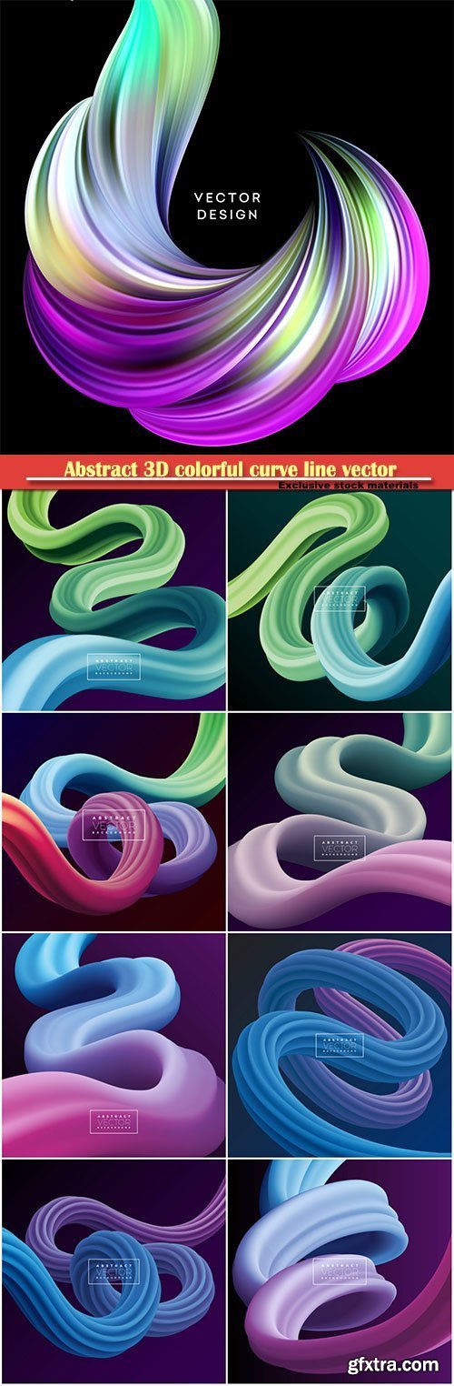 Abstract 3D Colorful Curve Line Vector Background 9xEPS