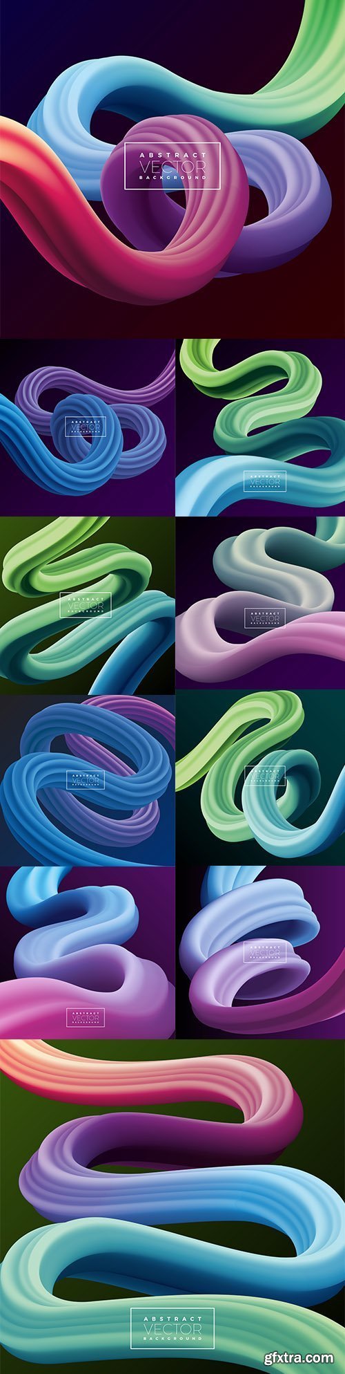 Abstract 3D Colorful Curve Lline Premium Illustrations Set 10xEPS