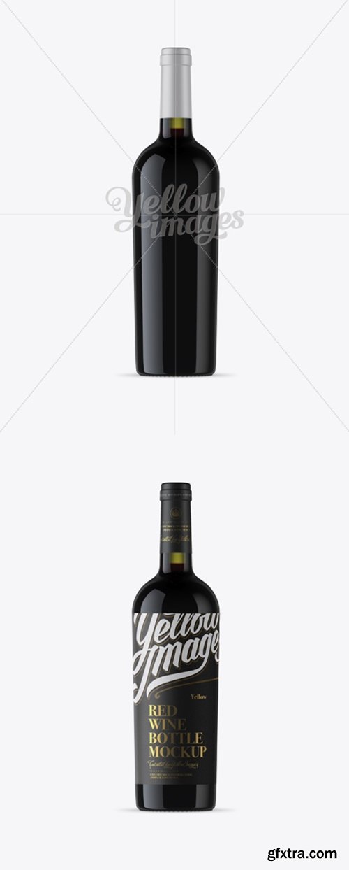YellowImages - Antique Green Glass Bottle With Red Wine Mockup 14282