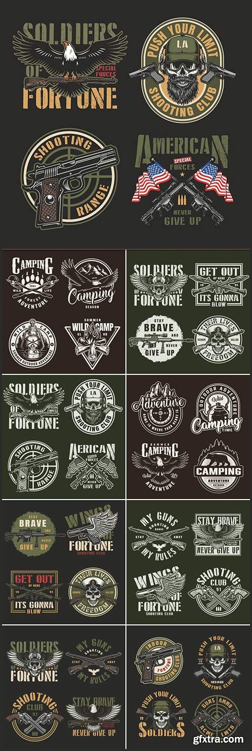 Vintage Military Emblems Set 9xEPS