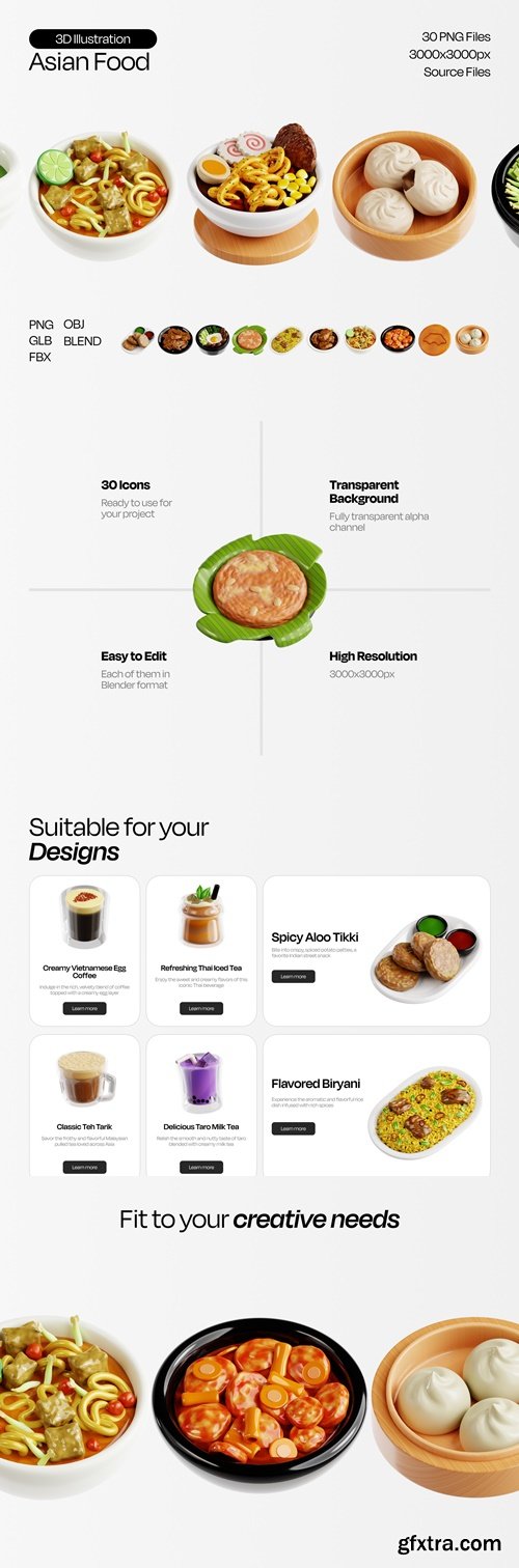 Asian Food 3D Icon Set