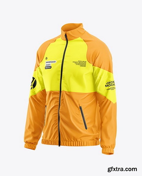 YellowImages - Men\'s Windbreaker Jacket Mockup - Half Side View - 120387