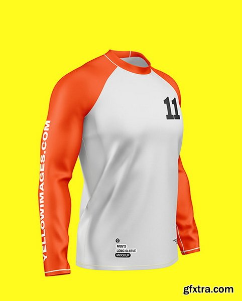 YellowImages - Men\'s Long Sleeve Raglan T-Shirt Mockup - 120334