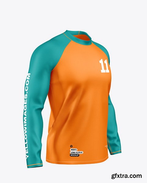 YellowImages - Men\'s Long Sleeve Raglan T-Shirt Mockup - 120334