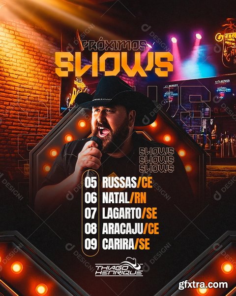 Designi - Flyer Próximos Shows Thiago Henrique Social Media PSD Editável