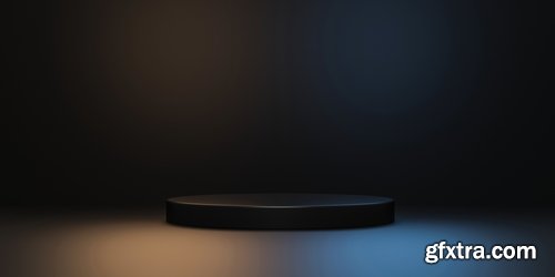 Black Podium or Blank Stage CYLINDER Platform 26xJPG, 4xPNG