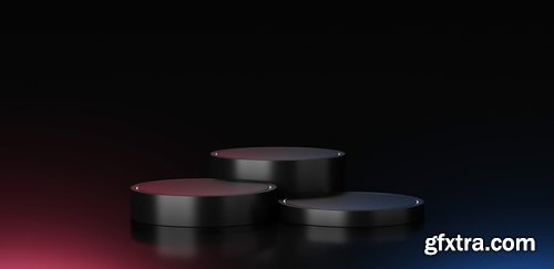 Black Podium or Blank Stage CYLINDER Platform 26xJPG, 4xPNG