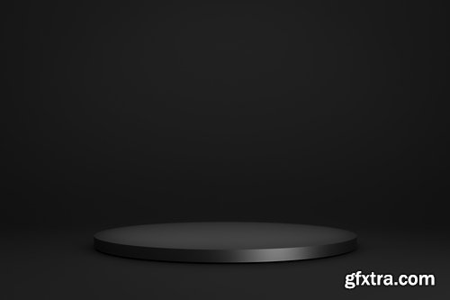 Black Podium or Blank Stage CYLINDER Platform 26xJPG, 4xPNG