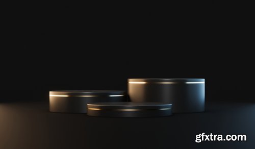 Black Podium or Blank Stage CYLINDER Platform 26xJPG, 4xPNG