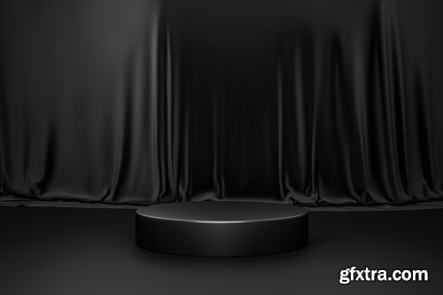 Black Podium or Blank Stage CYLINDER Platform 26xJPG, 4xPNG