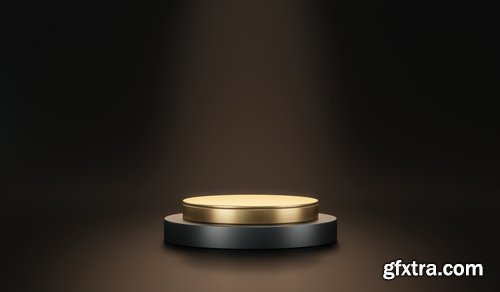 Black Podium or Blank Stage CYLINDER Platform 26xJPG, 4xPNG